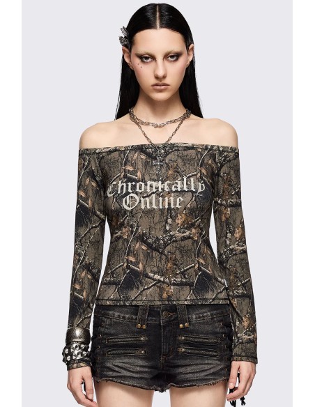 Top de Hombros Descubiertos Tree Camo - Minga London