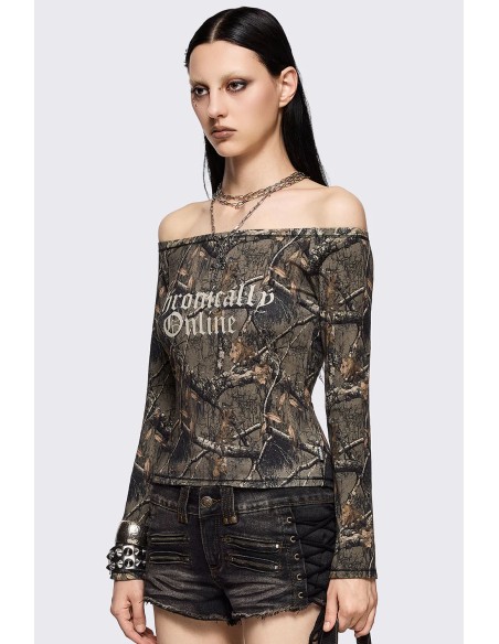 Top de Hombros Descubiertos Tree Camo - Minga London