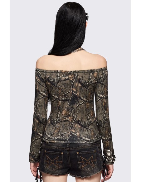 Top de Hombros Descubiertos Tree Camo - Minga London