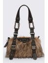Gigi Faux Fur Bag in Brown - Minga London