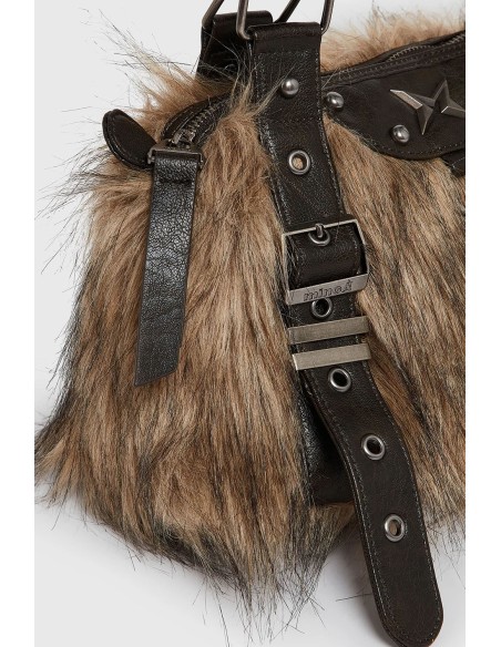 Gigi Faux Fur Bag in Brown - Minga London