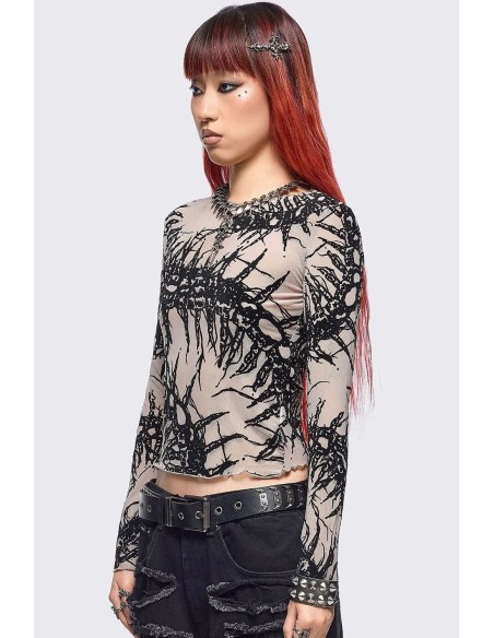 Centipede Chiffon Top in Beige - Minga London