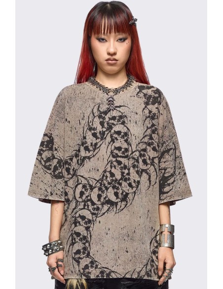 Centideath Oversized T-shirt in Beige- Minga London