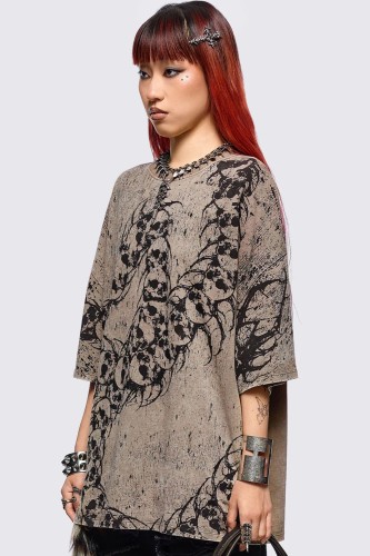 Centideath Oversized T-shirt in Beige- Minga London 2