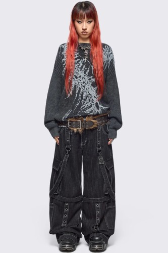 Oversized Centipede Knit Sweater in Grey - Minga London 2