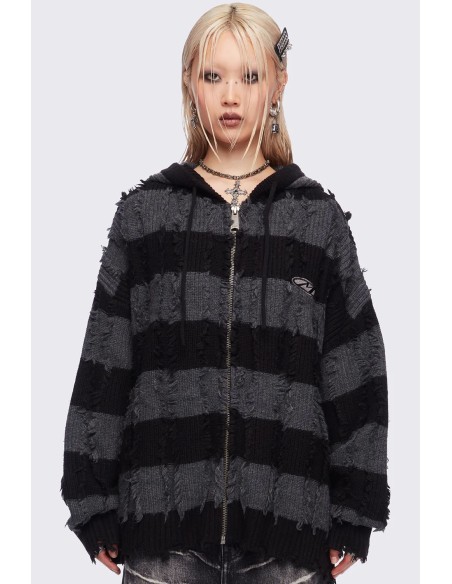 Sudadera de Rayas Negro x Gris Ellis - Minga London