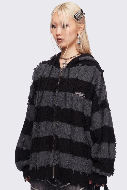 Sudadera de Rayas Negro x Gris Ellis - Minga London