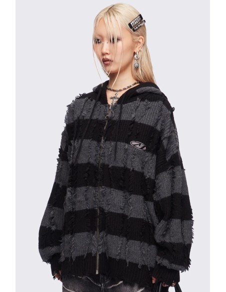 Sudadera de Rayas Negro x Gris Ellis - Minga London