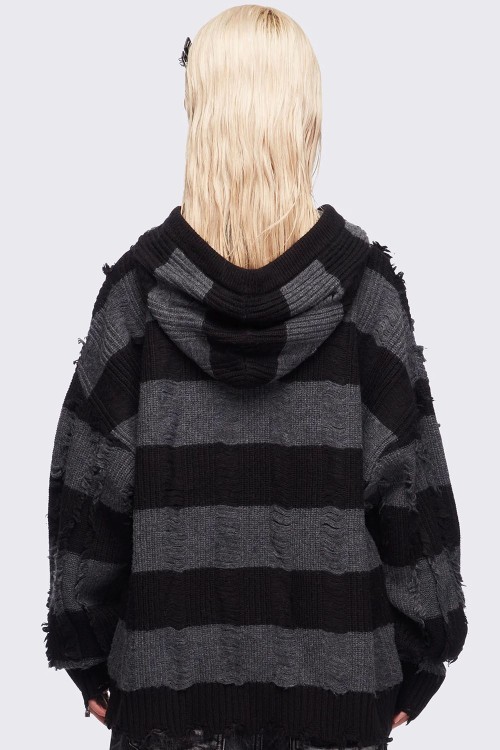 Ellis Black x Grey Striped Sweatshirt - Minga London