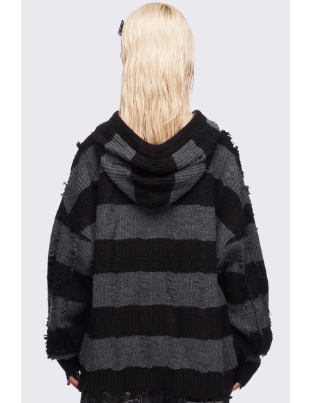 Ellis Black x Grey Striped Sweatshirt - Minga London