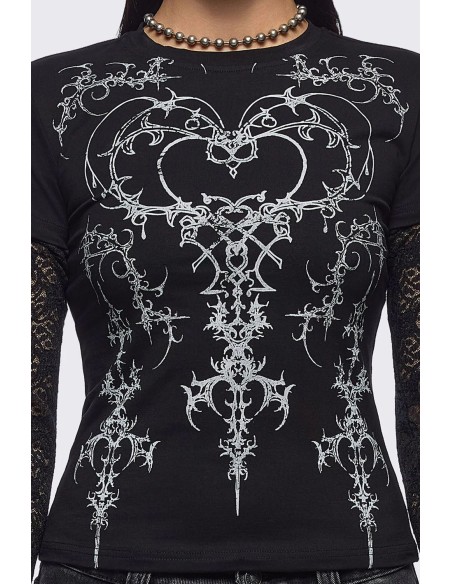 Camiseta Baby Tee de Doble Manga Heartbreak - Minga London