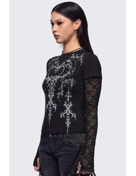 Heartbreak Double Sleeve Baby Tee - Minga London