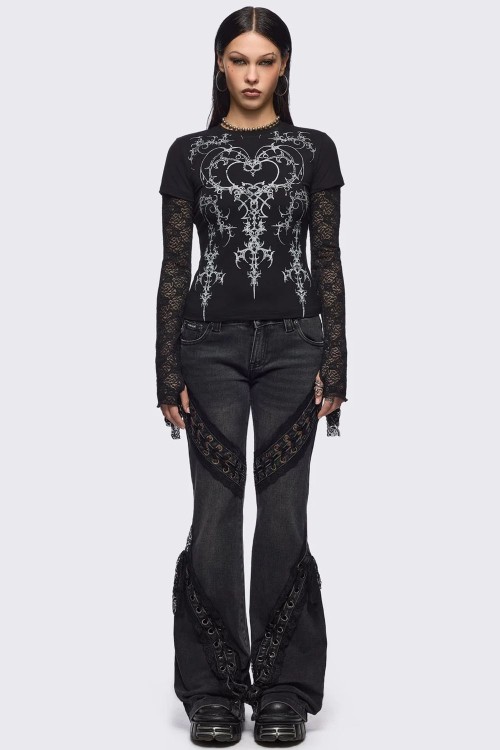 Heartbreak Double Sleeve Baby Tee - Minga London