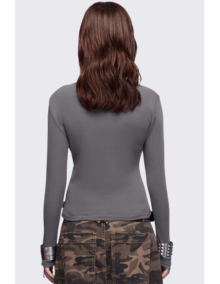 Top de Manga Larga Feathers Stained en Gris - Minga London