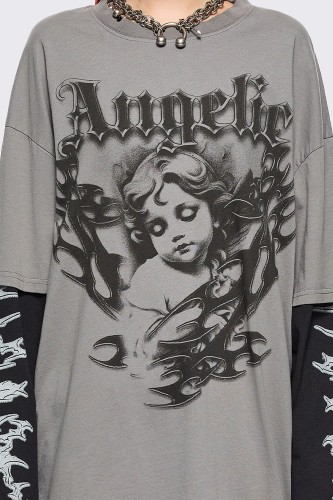 Angelic Double Sleeve Oversized T-shirt - Minga London 2