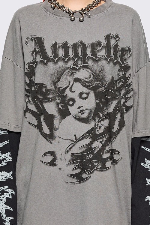 Angelic Double Sleeve Oversized T-shirt - Minga London
