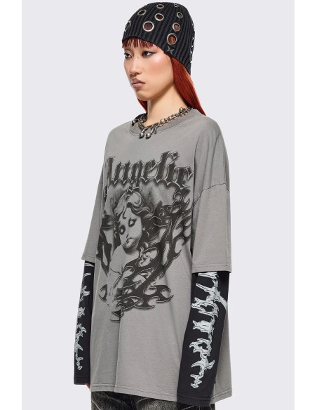 Angelic Double Sleeve Oversized T-shirt - Minga London