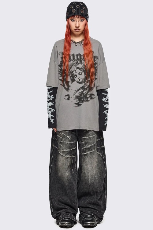 Camiseta Oversized de Doble Manga Angelic- Minga London
