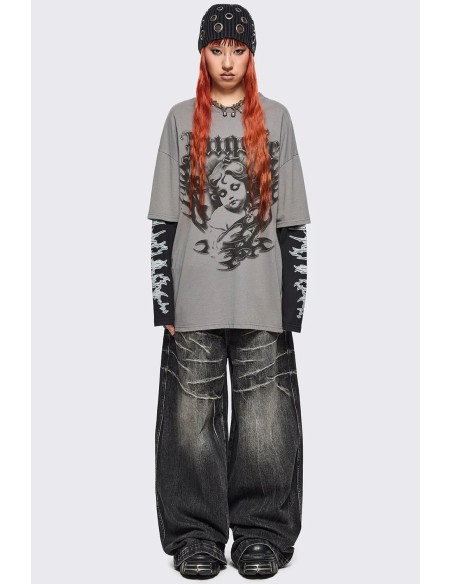 Angelic Double Sleeve Oversized T-shirt - Minga London
