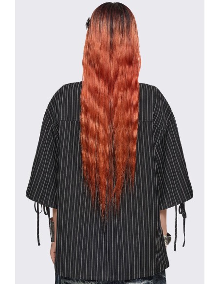 Angel Oversized Striped Shirt in Black - Minga London