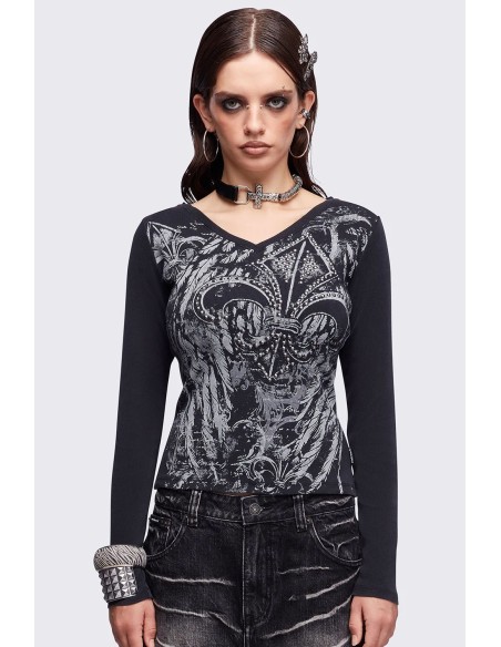 Fleur de Lis Long Sleeve Top - Minga London