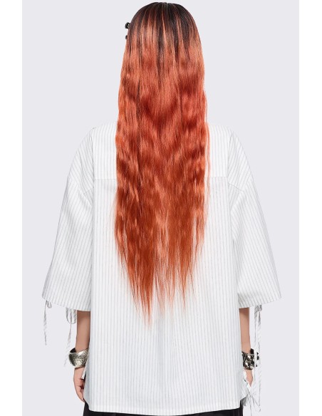 Angel Oversized Striped Shirt in White - Minga London