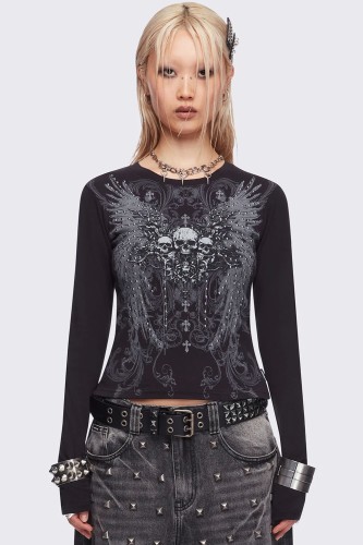 Top de Manga Larga Graveborn en Negro - Minga London