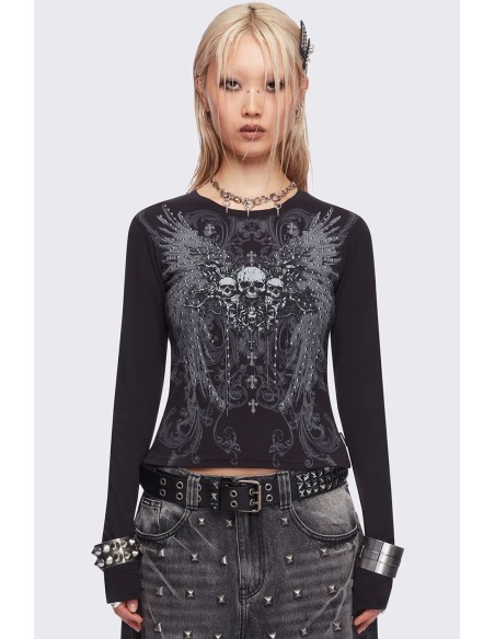 Top de Manga Larga Graveborn en Negro - Minga London